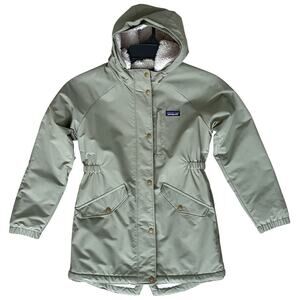 Patagonia Kids L (12) Insulated Parka Jacket-Sherpa Lined- Olive Green